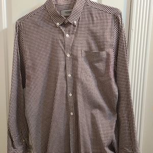 Topman Maroon/White Checkered Button Up L